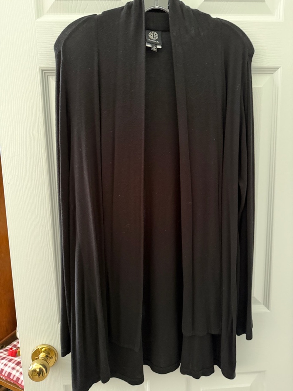 bobeau Black Open-Front Draped Cardigan